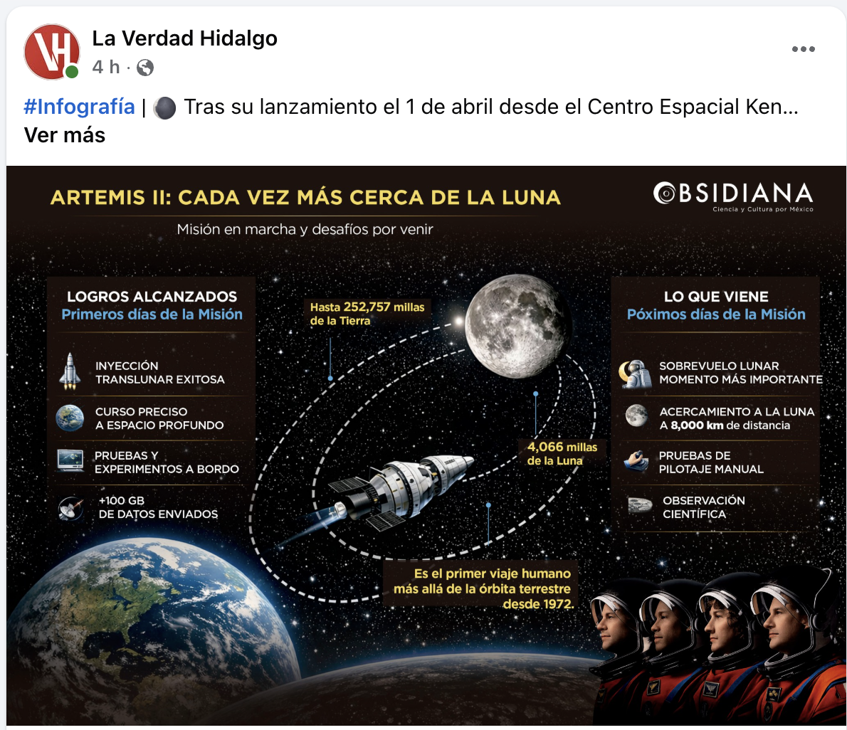 Artemis II: Cada vez más cerca de la luna